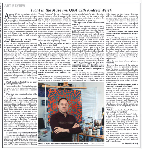 Q&A with Andrew Werth in Town Topics, April 22, 2026