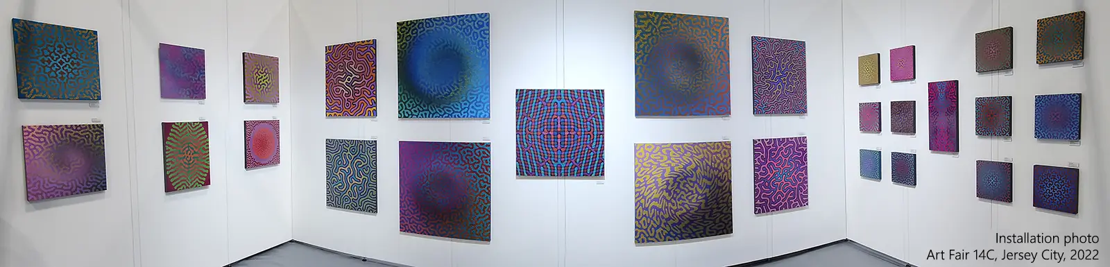 Installation photo of paintings by Andrew Werth at Art Fair 14-C in 2022